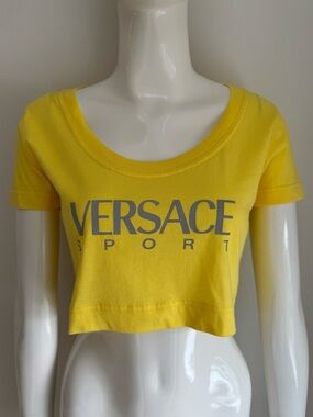 Vintage Versace Sport Women's Yellow Crop Top